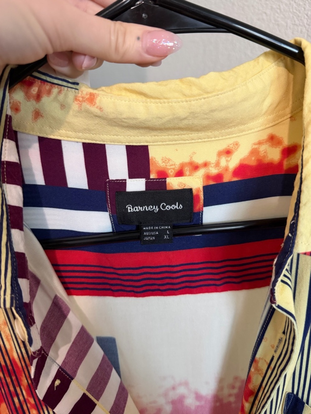 Barney Cools Short Sleeve Button-Up Shirt in Yellow, Red & Navy - Picture 2 of 4